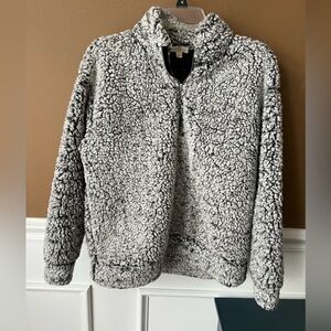 C Women’s Quarter Zip Sherpa Sweater - Gray Size Small Boxy Oversized Outdoors